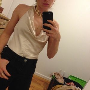 Vintage white silk halter top